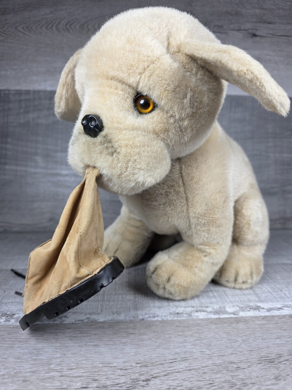 Avanti Baby Animals Applause Plush Bulldog Pup with Shoe Boot 1986 Vintage b44